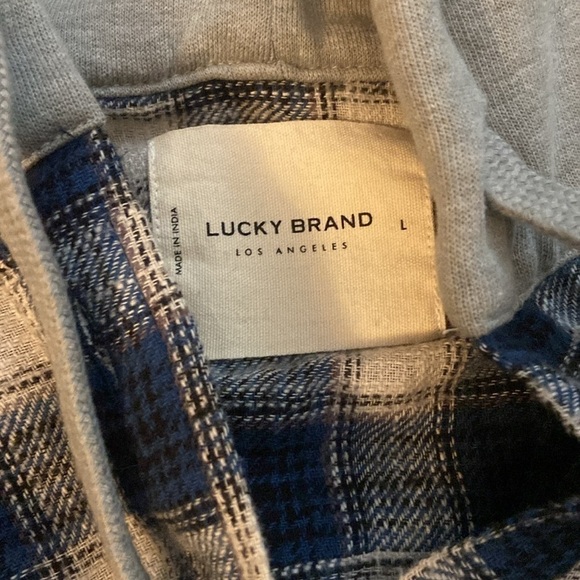 Lucky Brand Cropped Plaid Hoodie in size L, like new - Picture 9 of 10